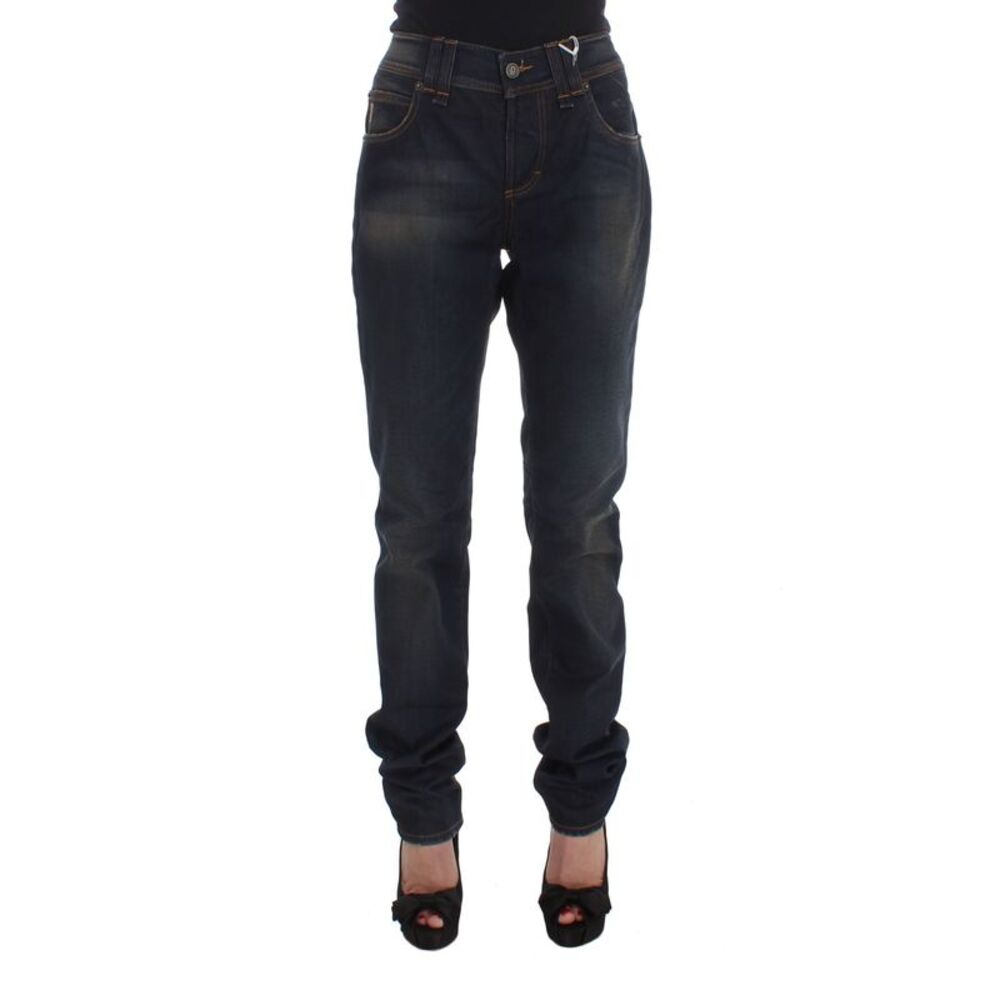 John Galliano Blue Wash Cotton Blend Boyfriend Fit Women's Jeans